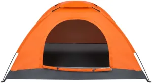 1-Person Orange Waterproof Camping Dome Tent, Automatic Pop Up Quick Shelter for Outdoor Hiking and Camping