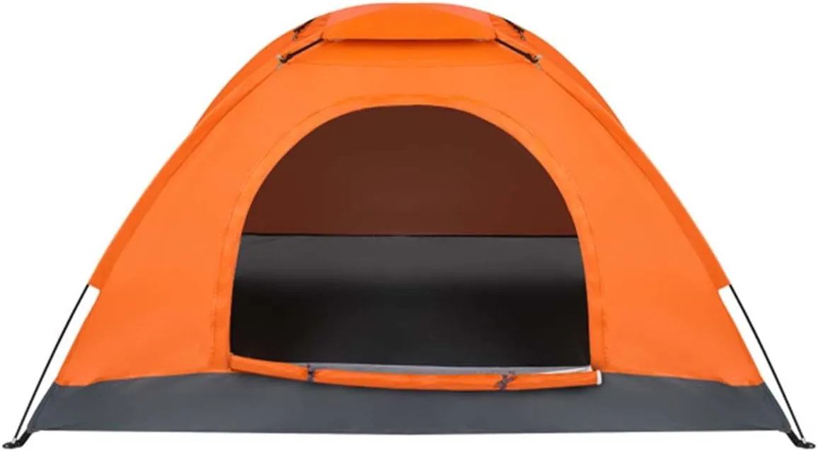 1-Person Orange Waterproof Camping Dome Tent, Automatic Pop Up Quick Shelter for Outdoor Hiking and Camping