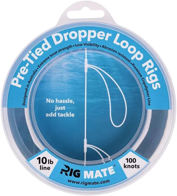 10 lb Pre-Tied Dropper Loop Rigs. Fishing Line Spool. Loops 18 Inches Apart with 5.5 Inch Loop Size. Perfect for Saltwater & Freshwater Fishing. Perfect for Snapper & Other Bottom Feeding Fish.