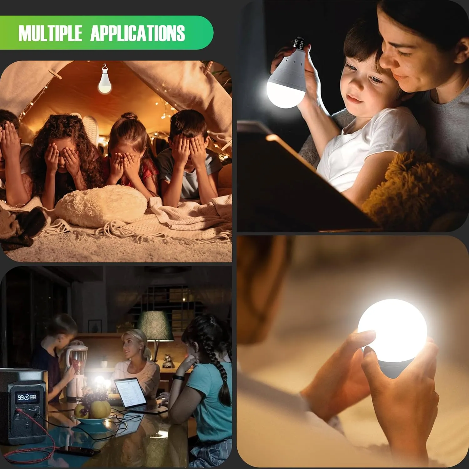10 Pack Rechargeable Emergency Light Bulbs, Battery Powered LED Light Bulb 6000K Daylight E26 120 Volt 9W 60W Equivalent with 1200mAh for Home Power Outage Camping Hurricane