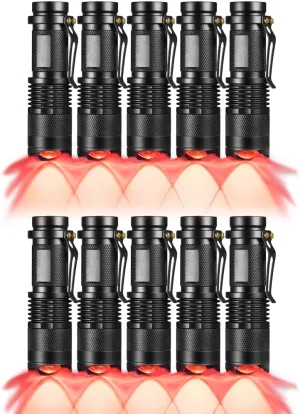 10 Pack Red Light Flashlight, 1 Mode Red LDE Flashlight Red Flashlight for Astronomy, Night Observation and Outdoor Activities, SK68-Red-Flashlight-1mode-BK-10P1