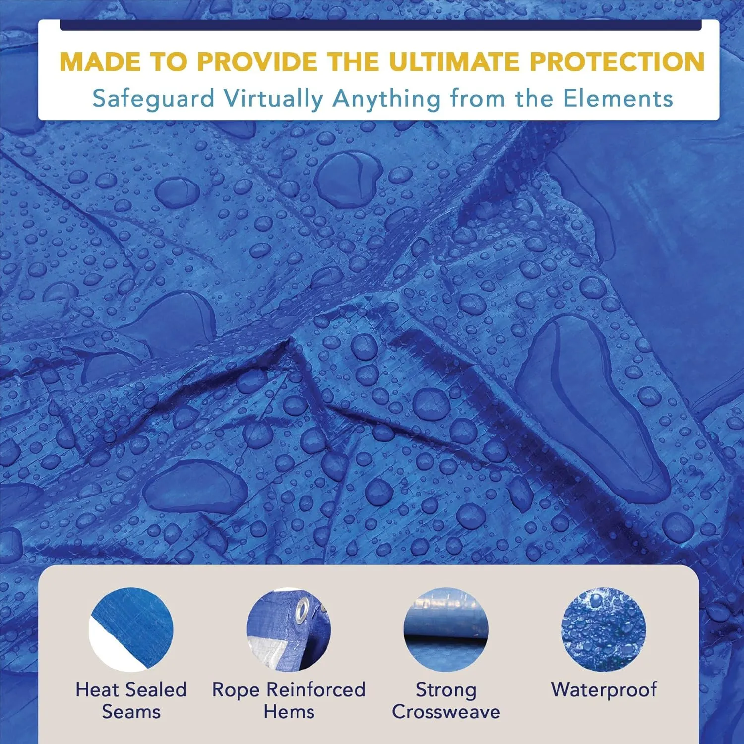 10' x 30' Waterproof Tarp, Medium Duty Reversible Blue/Silver, Multipurpose Indoor and Outdoor Tarps for Tents, Wood Cover, Furniture, Car, Boat, Pool, Tear Resistant, Blue