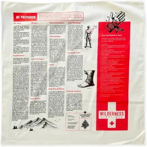 100% Cotton Wilderness First Aid Survival Bandana, Printed with First Aid Information, American Made