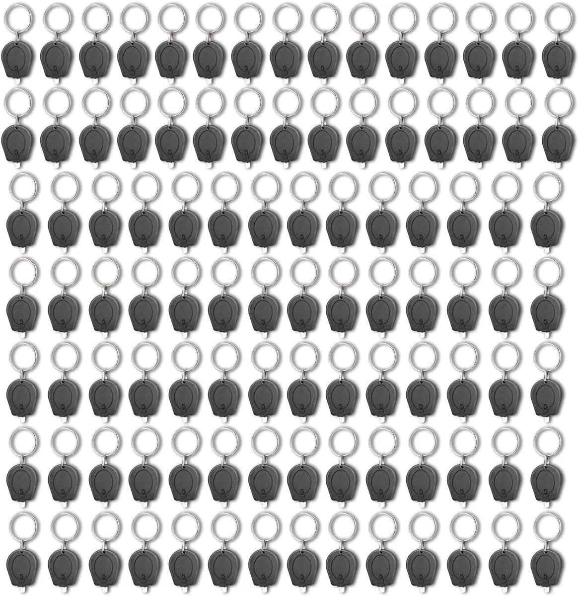 100 Pack Ultra Bright Mini LED Keychain Flashlight, Small Key Ring Flashlight, LED Keychain Light for Outdoor Activities Emergency Light - Black Shell
