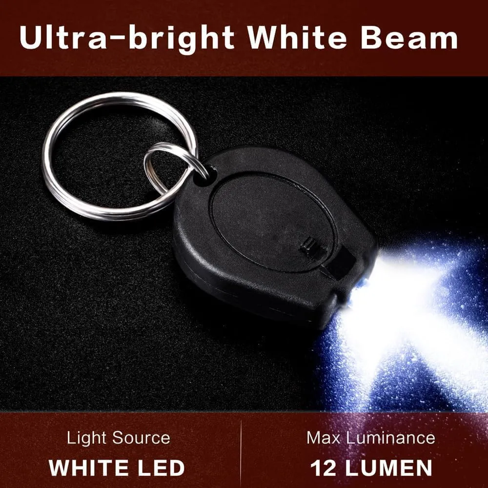100 Pack Ultra Bright Mini LED Keychain Flashlight, Small Key Ring Flashlight, LED Keychain Light for Outdoor Activities Emergency Light - Black Shell
