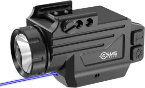 1000 Lumens Tactical Flashlight Blue Laser Combo, Magnetic Rechargeable Strobe Weapon Light with Blue Beam Laser Sight for Glock Pistol Handgun, Anodized Aluminum Shell, Ambidextrous Button