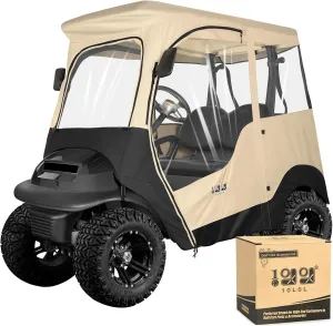 10L0L 2 Passenger Golf Cart Driving Enclosure for Club Car Precedent (Short Roof), 4-Sided Clear Window 600D Rain Cover All Weather Windproof Waterproof