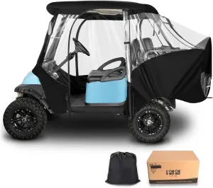 10L0L Golf Cart 4 Passenger Enclosure for Club Car Precedent Short Roof 57.5" Deluxe 600D Golf Cart Heavy Duty Rain Cover with 4 Zipped Doors Clear PVC Windows (Latest Improved Version)
