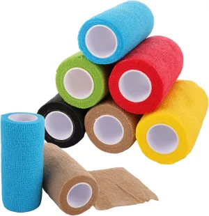 12 Pack Self Adhesive Wrap Bandages Bulk, 4 Inch x 5 Yards Elastic Cohesive Bandage Wrap Adhesive Tape for Sport Injuries First Aid Tape