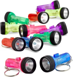 12Pcs Mini Keychain Flashlight Portable LED Pocket Torch for Purse Bag Car Key Mixed Colors for Camping Hiking and Night Emergencies