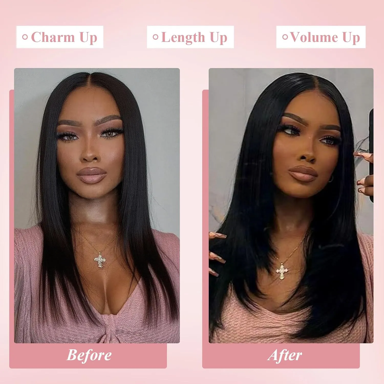 13x6 HD Lace Front Wigs for Women, Synthetic Wigs Wear and Go Glueless Wig with Baby Hair, Pre Plucked Layered Long Straight Wig, Heat Resistant (#1B Natural Black)