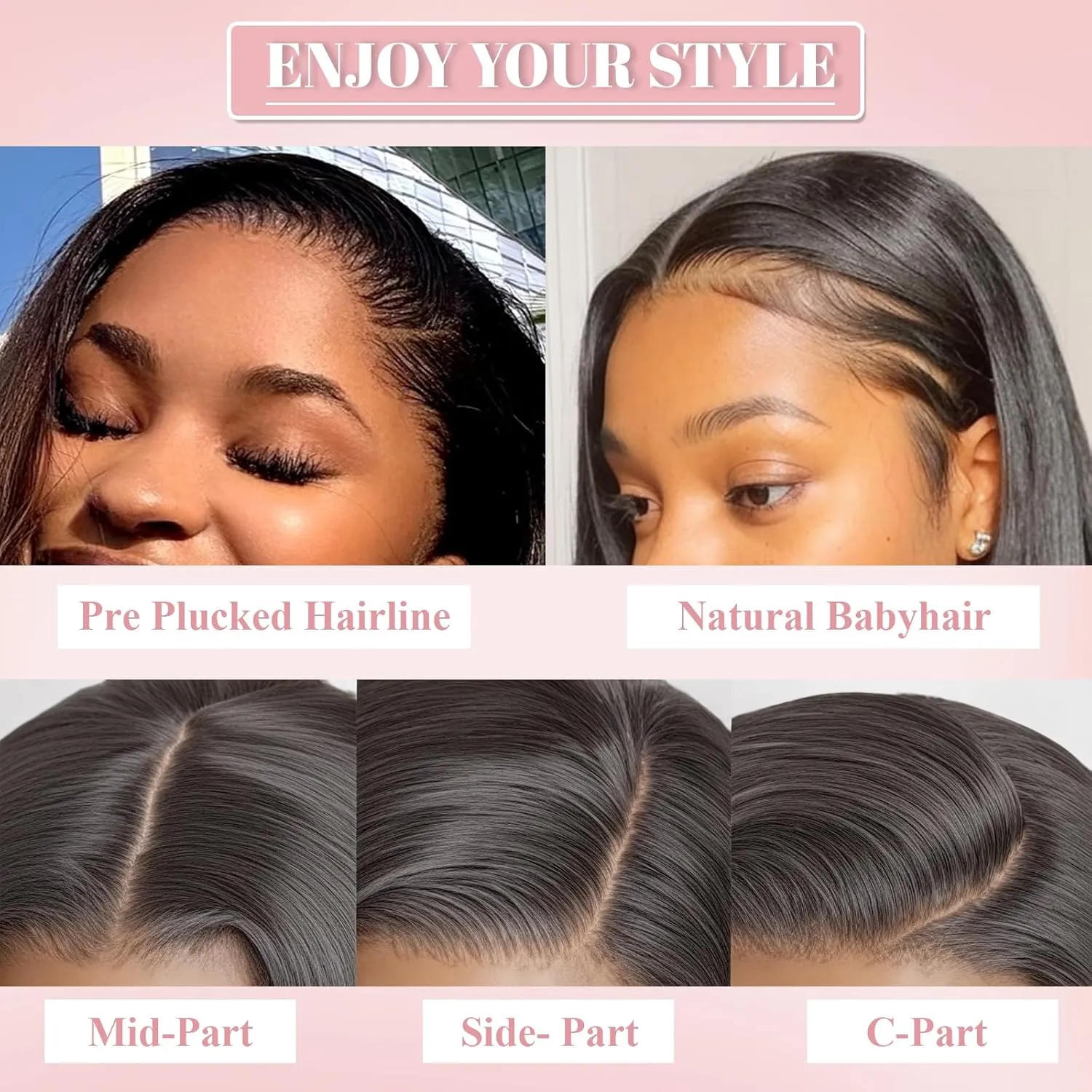 13x6 HD Lace Front Wigs for Women, Synthetic Wigs Wear and Go Glueless Wig with Baby Hair, Pre Plucked Layered Long Straight Wig, Heat Resistant (#1B Natural Black)