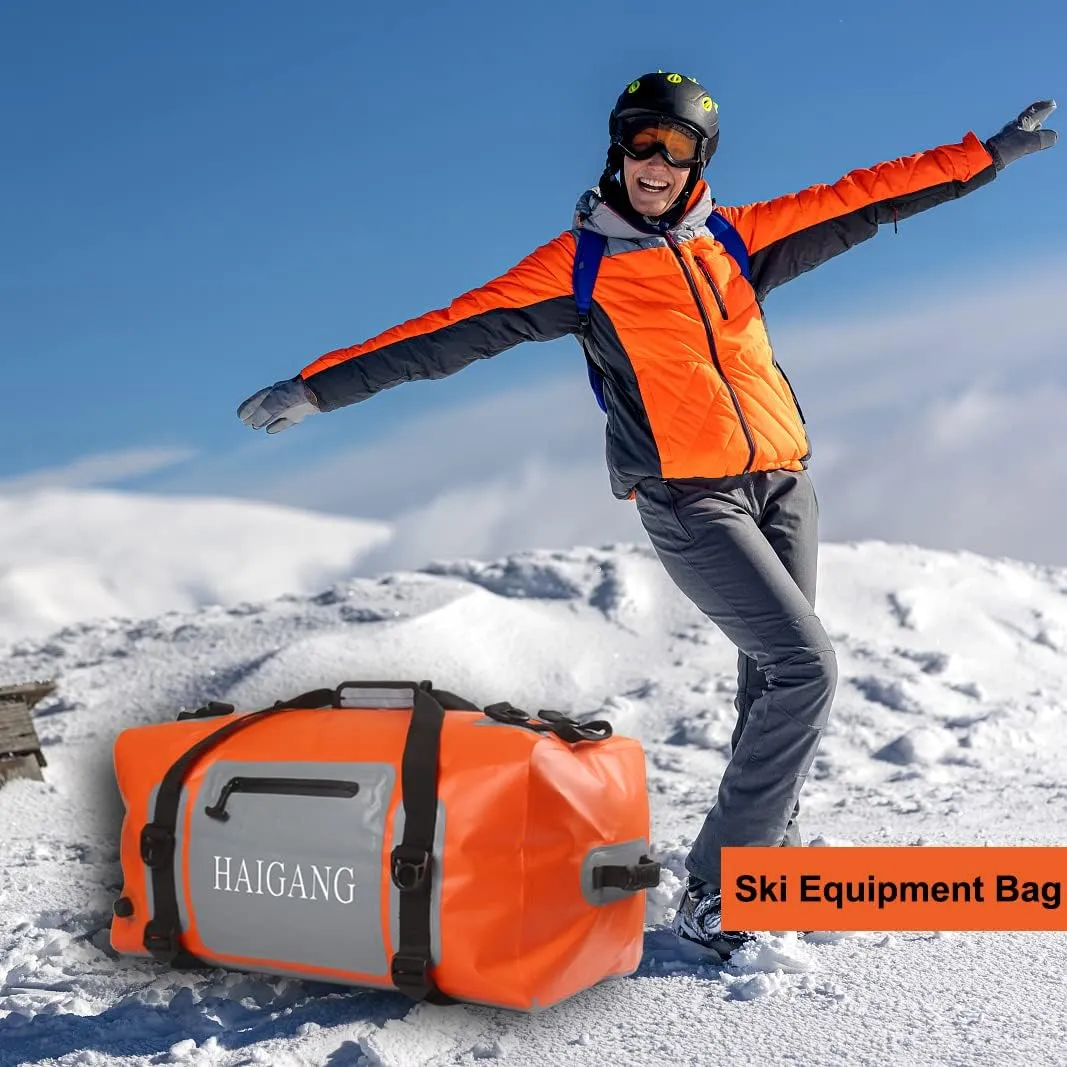 150L Waterproof Duffel Bag Travel Dry Bag, Large Capacity, Adjustable Thickened Straps and Handles, Zip Closure, Air Valve, Keep Equipment Safe, Suitable for Boating Rafting Orange