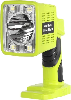 16W Cordless LED Handheld Flashlight for Ryobi 18V Battery, 1600LM Portable Flashlight Tool Work with 3 Modes Lighting for Camping, Fishing, Car Repairing, Job Site, Emergency