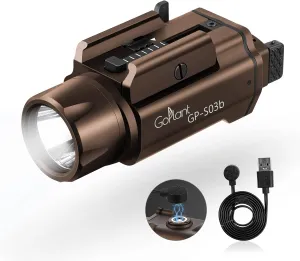 1750 Lumens Weapon Light Flashlight, Only Rechargeable LED White Light Adjustable Rail-Mounted Without Laser, Aircraft-Grade Aluminum Tactical Gun Light for Picatinny or GL Rail