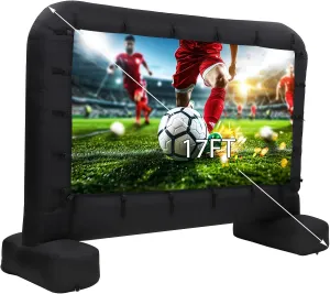 17Ft Inflatable Movie Projector Screen, Outdoor Movie Screen with Quiet Air Blower & Storage Bag, Supports Front/Rear Projection, Easy Setup, Ideal for Home Theater, Movie Nights