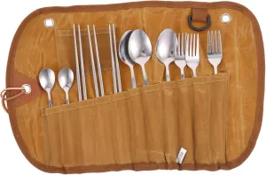 1Set Portable Camping Tableware Set with Storage Bag Organized Cutlery Kit for Picnics and Outdoor Dining Utensils for Camping Hiking