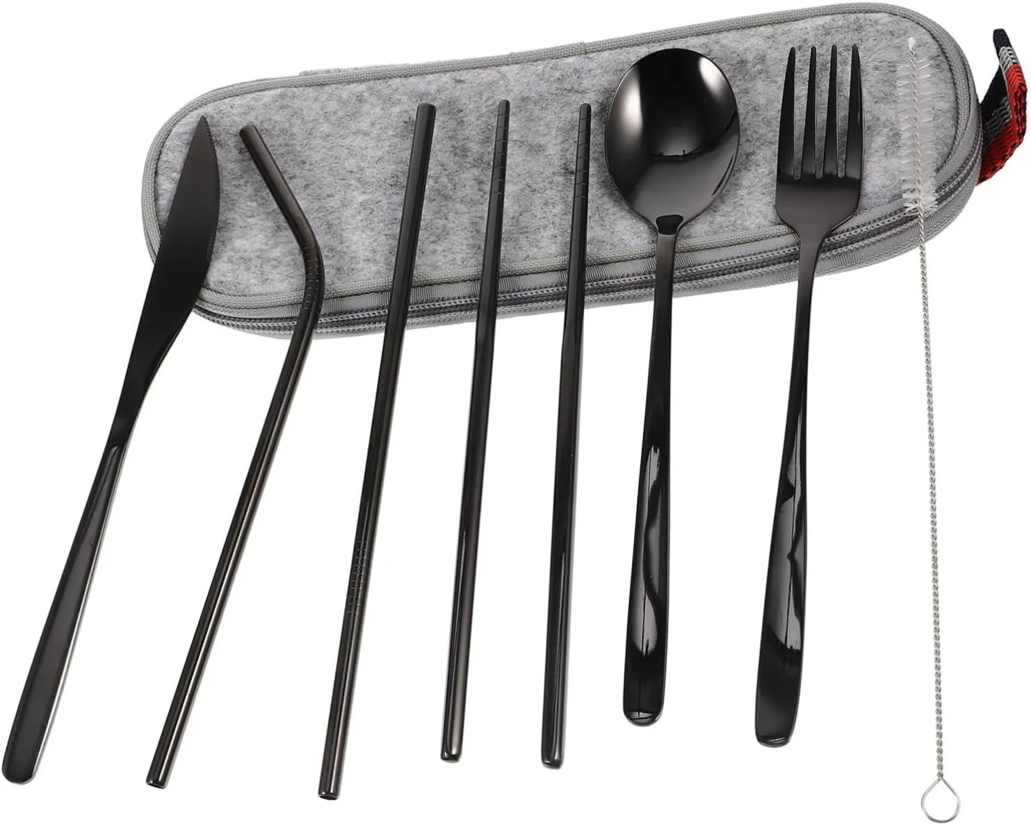 1set Portable Outdoor Tableware Set Stainless Steel Utensils Chopsticks Fork Spoon for Travel Camping and Picnics Lightweight and Compact Design