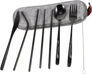 1set Portable Outdoor Tableware Set Stainless Steel Utensils Chopsticks Fork Spoon for Travel Camping and Picnics Lightweight and Compact Design