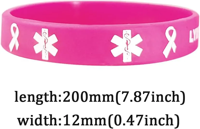 2 4 6 Pack Noticeable Pink Lymphedema Alert No Bp/Iv/Needles This Arm Medical Bracelets Limbs Alarm Silicone Wristbands Emergency Security Rubber Bands for Limbs Cancer Patients, with Aid Bag