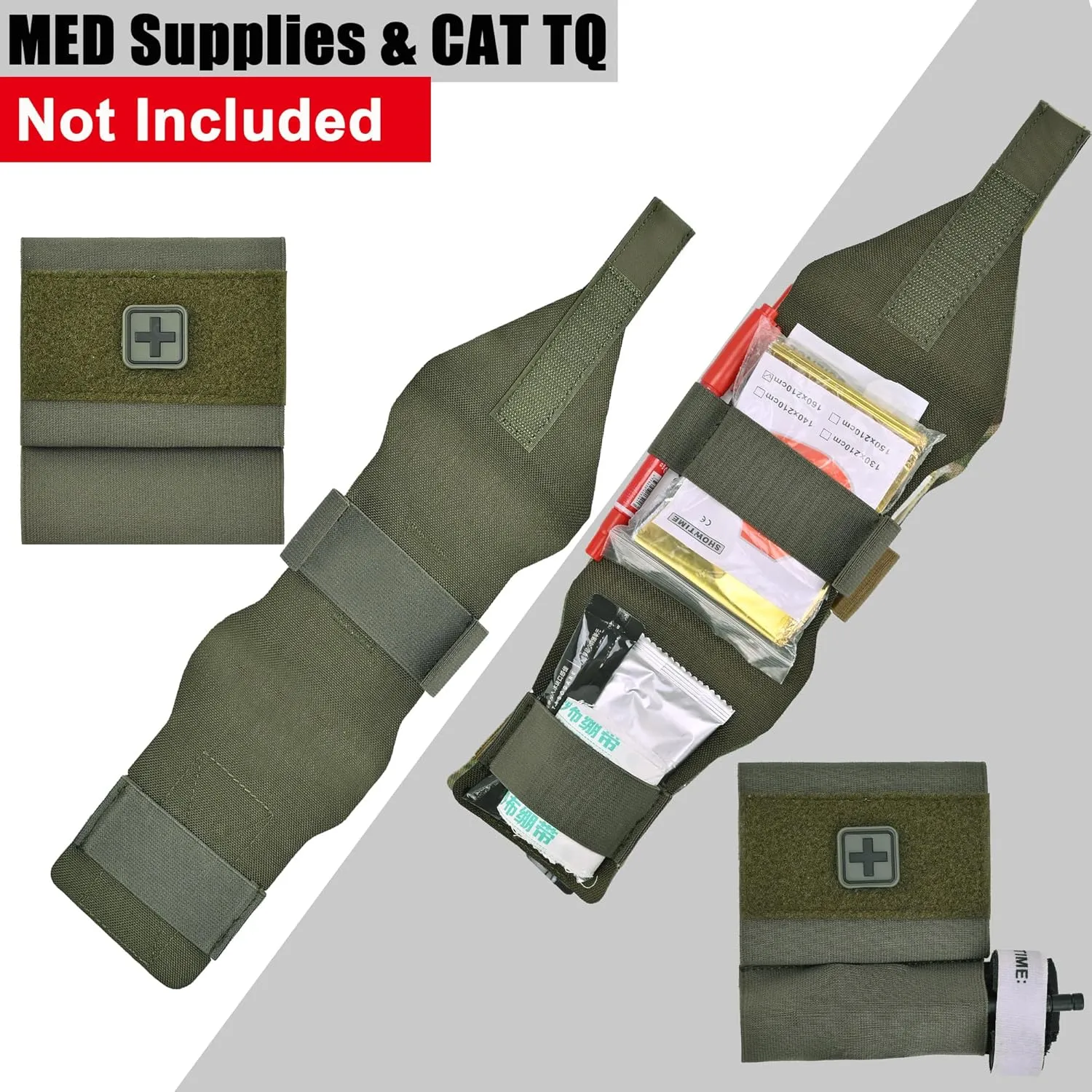 2-in-1 Micro Med Kit Med Pouch Tactical Mini First Aid Pouch Empty Small IFAK Pouch Compact Med Pouch EDC Bag with Tourniquet Holder |MOLLE Belt IFAK Micro Trauma Kit Pouch