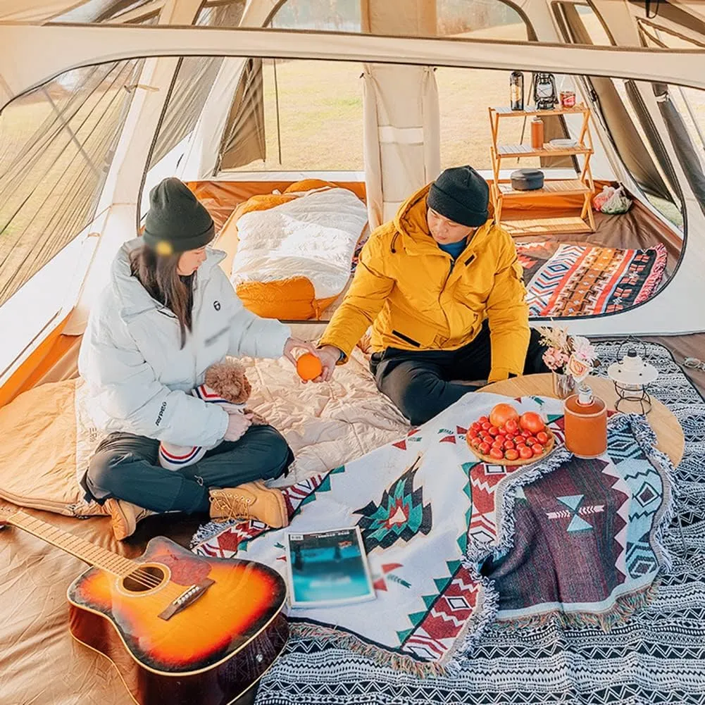 2-Layer Camping Tent with Removable Waterproof Rain Fly Ventilated Cabin Tent with Carrying Bag for Outdoor,Picnic,Camping,Family,Friends Gathering