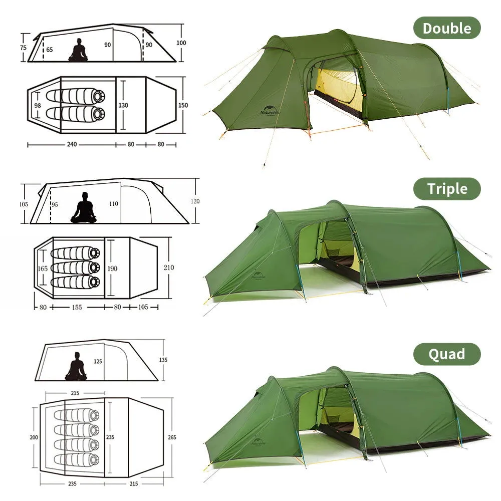 2 or 3 Person Ultralight 4-Season Hiking Tent – 20D Waterproof Family Camping Tent