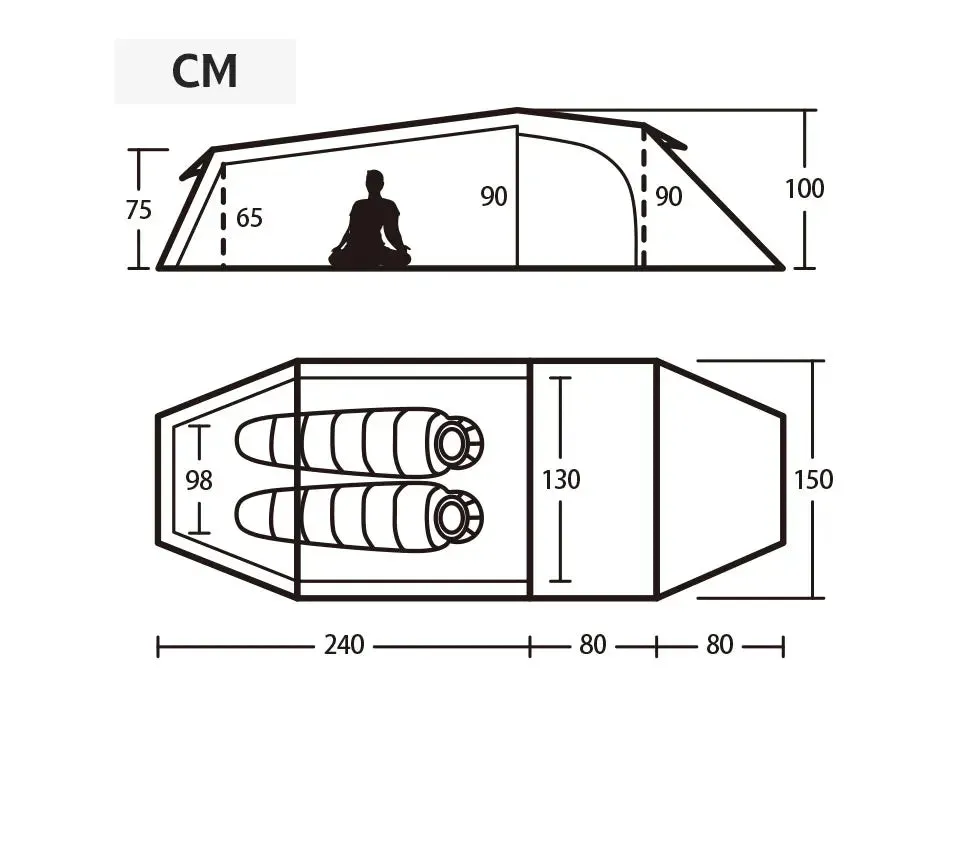 2 or 3 Person Ultralight 4-Season Hiking Tent – 20D Waterproof Family Camping Tent
