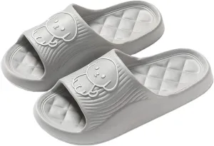 2-Pack Memory Foam House Slippers - Summer Breathable Indoor Slides with Thick Non-Slip Sole, Quiet Bathroom Slippers(Gray,7)