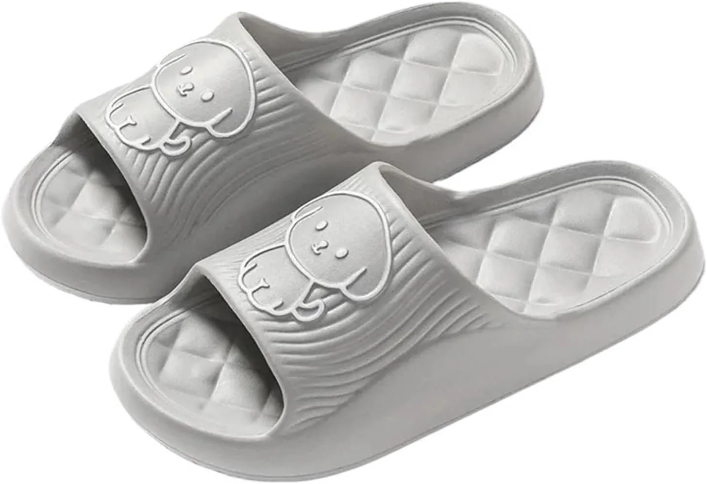 2-Pack Memory Foam House Slippers - Summer Breathable Indoor Slides with Thick Non-Slip Sole, Quiet Bathroom Slippers(Gray,7)