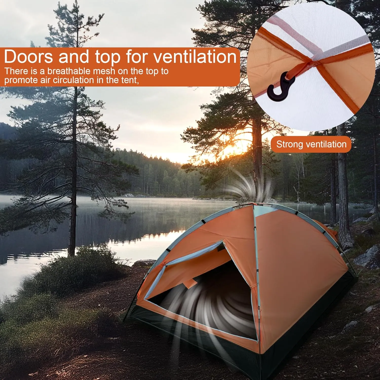 2-Person Dome Tent for Camping Waterproof Lightweight Portable Backpacking Orange/Blue/Army Green/Green