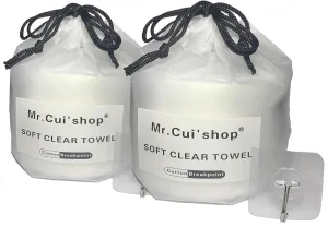 2 Roll 100% Natural Fiber Cloths - Wet or Dry Disposable Clean Face Towel - Makeup Remover - Clean Facial Soft Pads For Sensitive Skin - Water Wipes - Large Volume Cosmetic Pads - 80Pcs/Roll