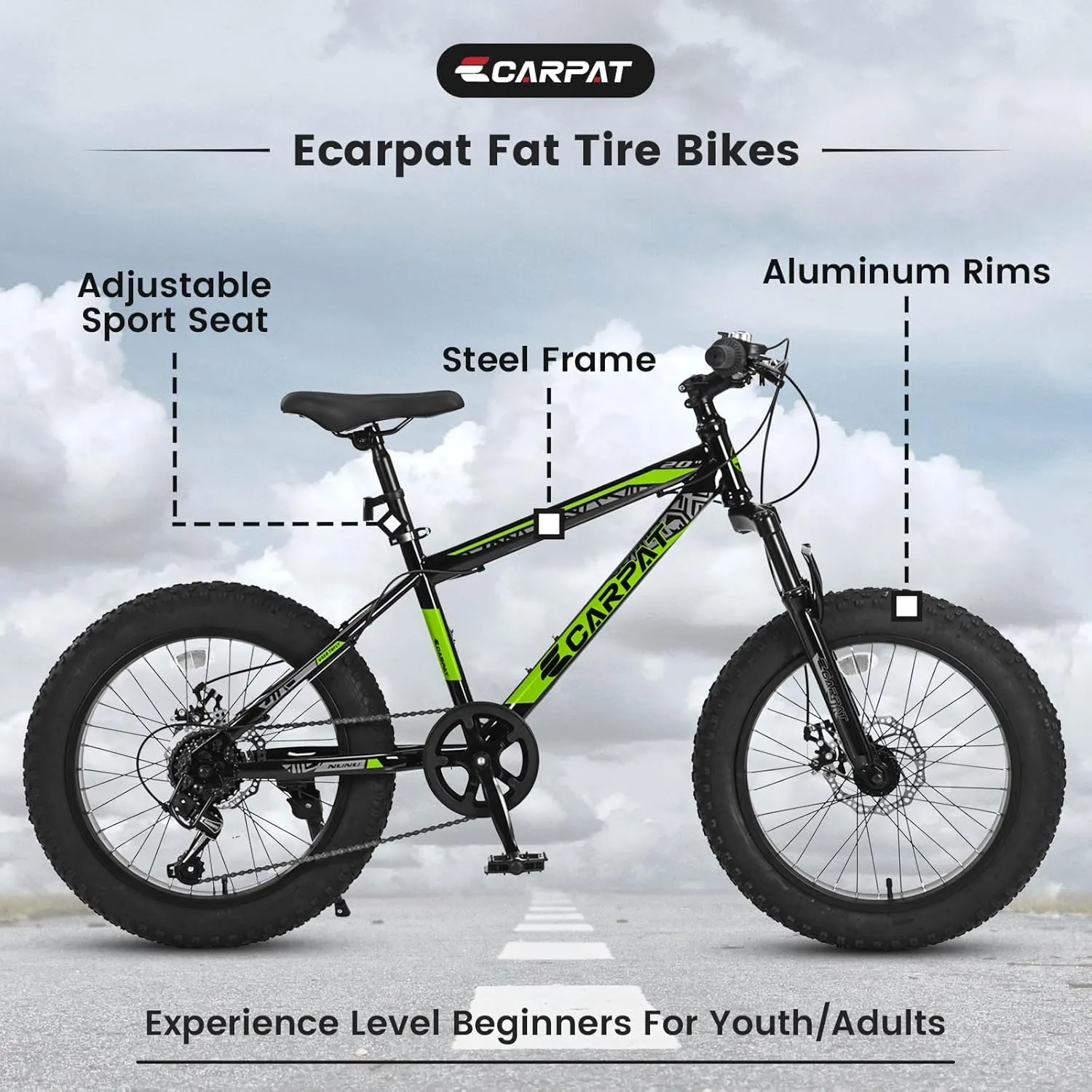 20 Inch Kids' Bike Ages 5-12, 7-Speed Mountain Bike Birthday Gifts Bicycles for Boys Girls Present, Outdoor Cycling City Snow Mountain Bikes