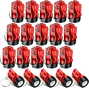 20 Pcs Mini Flashlight Keychains Bulk Plastic Portable Handheld LED Key Chains for Birthday Party Favors(Red)