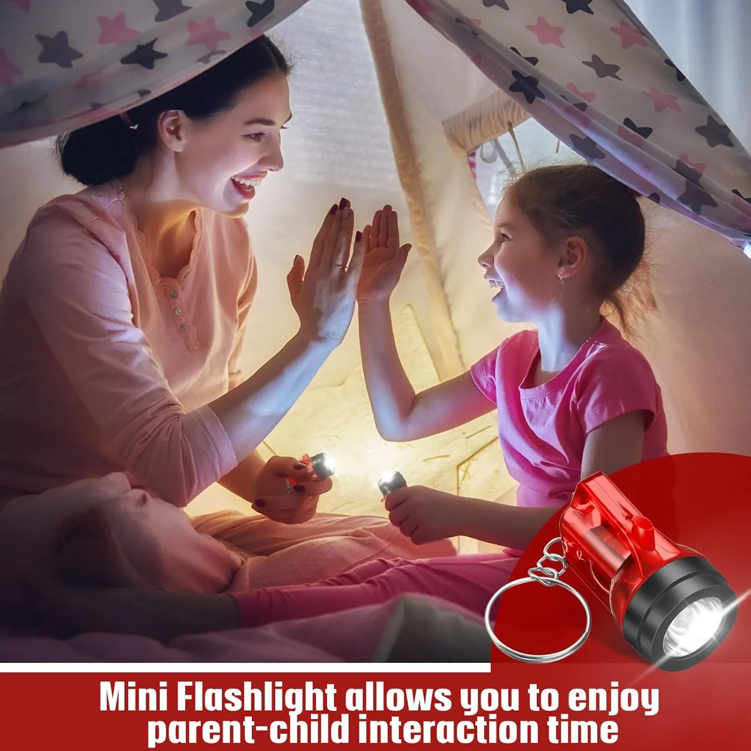 20 Pcs Mini Flashlight Keychains Bulk Plastic Portable Handheld LED Key Chains for Birthday Party Favors(Red)