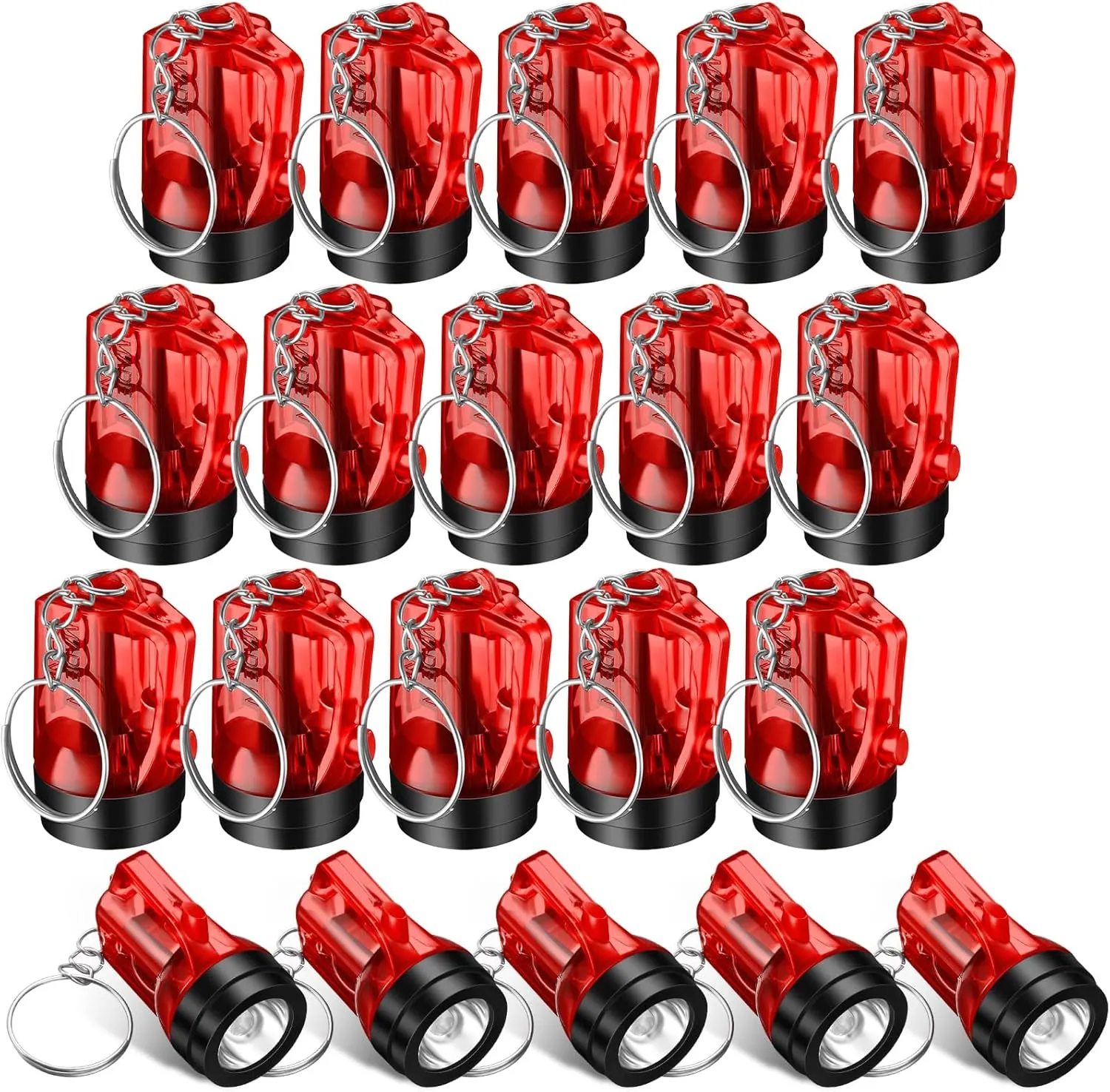 20 Pcs Mini Flashlight Keychains Bulk Plastic Portable Handheld LED Key Chains for Birthday Party Favors(Red)