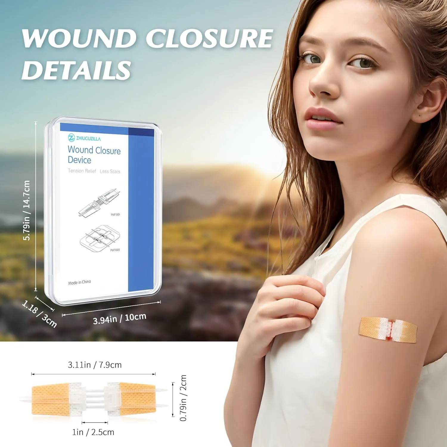 20 Piece Emergency Laceration Closures Kits, 6Pc Butterfly Wound Closures, Suture - Free Surgical Repairment, Quick Clot - First Aid Wound Care Gifts