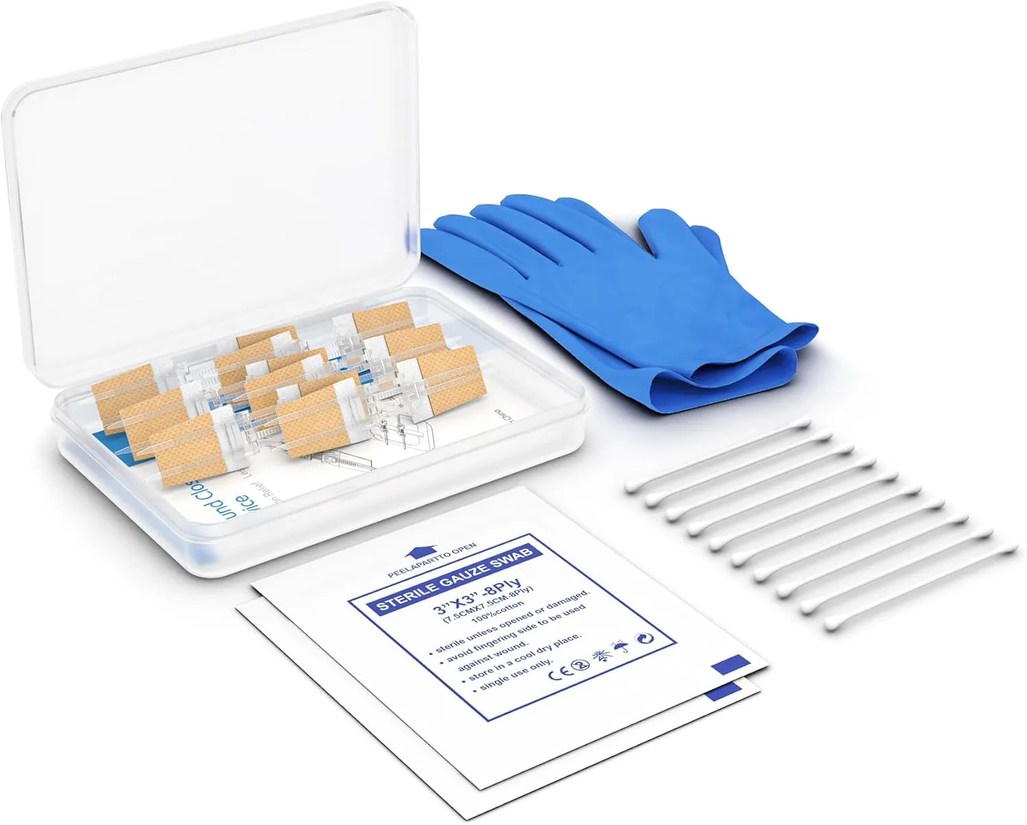 20 Piece Emergency Laceration Closures Kits, 6Pc Butterfly Wound Closures, Suture - Free Surgical Repairment, Quick Clot - First Aid Wound Care Gifts