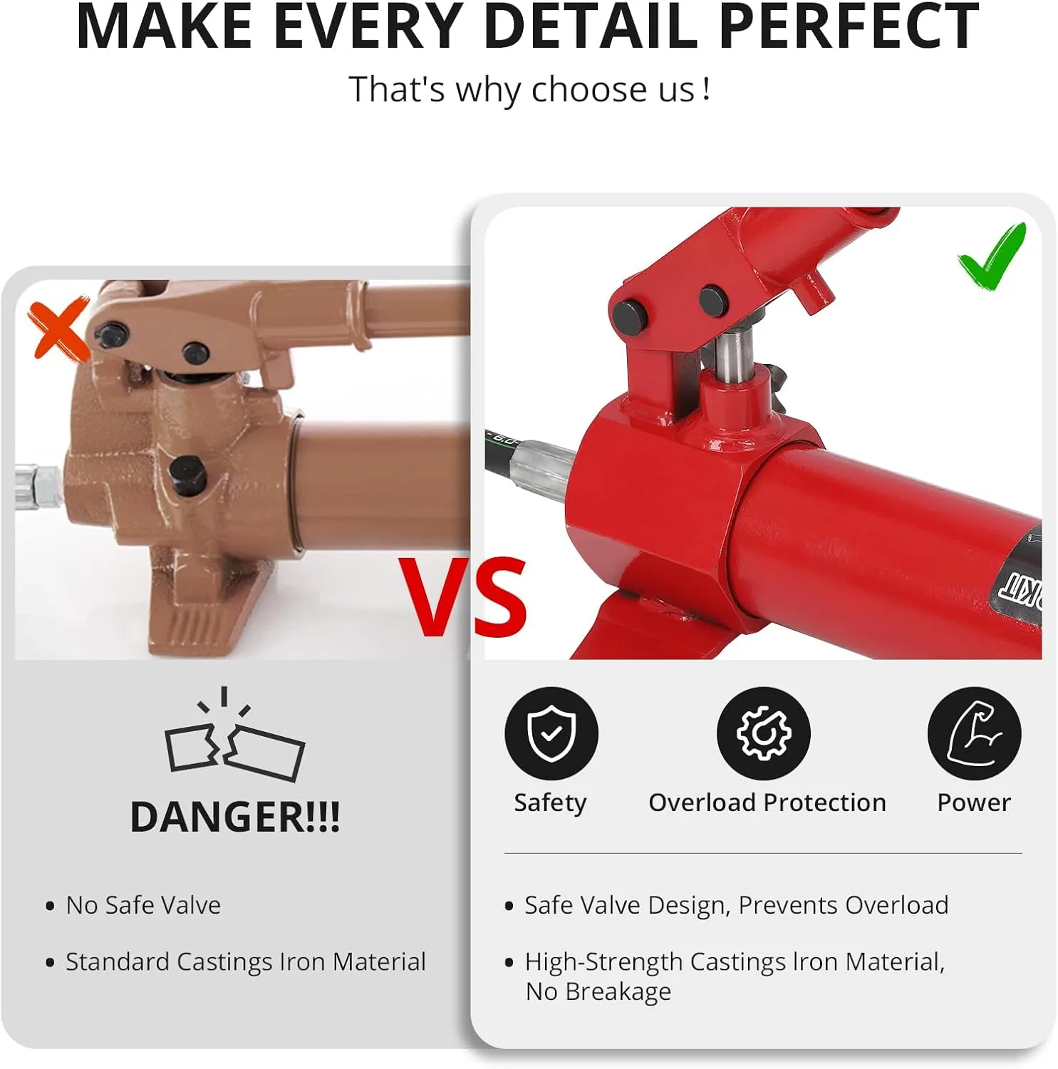 20 tons Porta Power Kit - Portable Hydraulic Jack with Heavy-Duty Construction, Secure Transport Case, Quick Setup, and Ideal for Auto and Farm Use