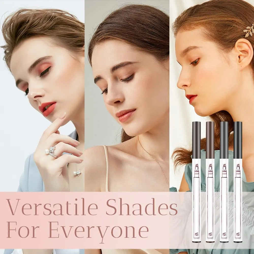 2025 New Waterproof Eyebrow Pencil with Micro-fork Tip, 3D Waterproof Microblading Eyebrow Pen 4 Fork Tip Tattoo Pencil, Eye Brow Pencils Makeup Long Lasting Fine Stroke Pencils (Dark Brown 2PCS)