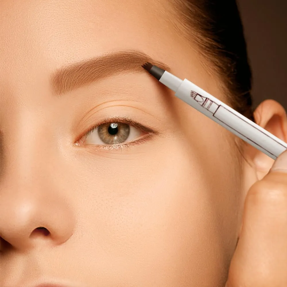 2025 New Waterproof Eyebrow Pencil with Micro-fork Tip, 3D Waterproof Microblading Eyebrow Pen 4 Fork Tip Tattoo Pencil, Eye Brow Pencils Makeup Long Lasting Fine Stroke Pencils (Dark Brown 2PCS)