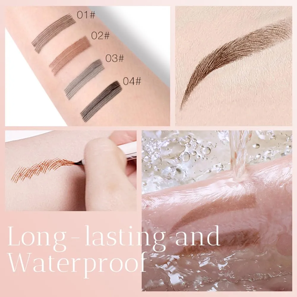 2025 New Waterproof Eyebrow Pencil with Micro-fork Tip, 3D Waterproof Microblading Eyebrow Pen 4 Fork Tip Tattoo Pencil, Eye Brow Pencils Makeup Long Lasting Fine Stroke Pencils (Dark Brown 2PCS)