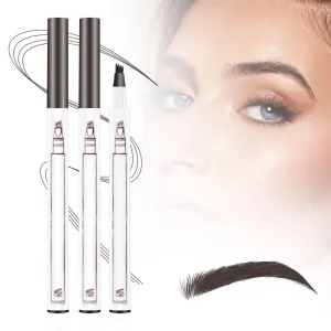 2025 New Waterproof Eyebrow Pencil with Micro-fork Tip, 3D Waterproof Microblading Eyebrow Pen 4 Fork Tip Tattoo Pencil, Eye Brow Pencils Makeup Long Lasting Fine Stroke Pencils (Dark Brown 2PCS)