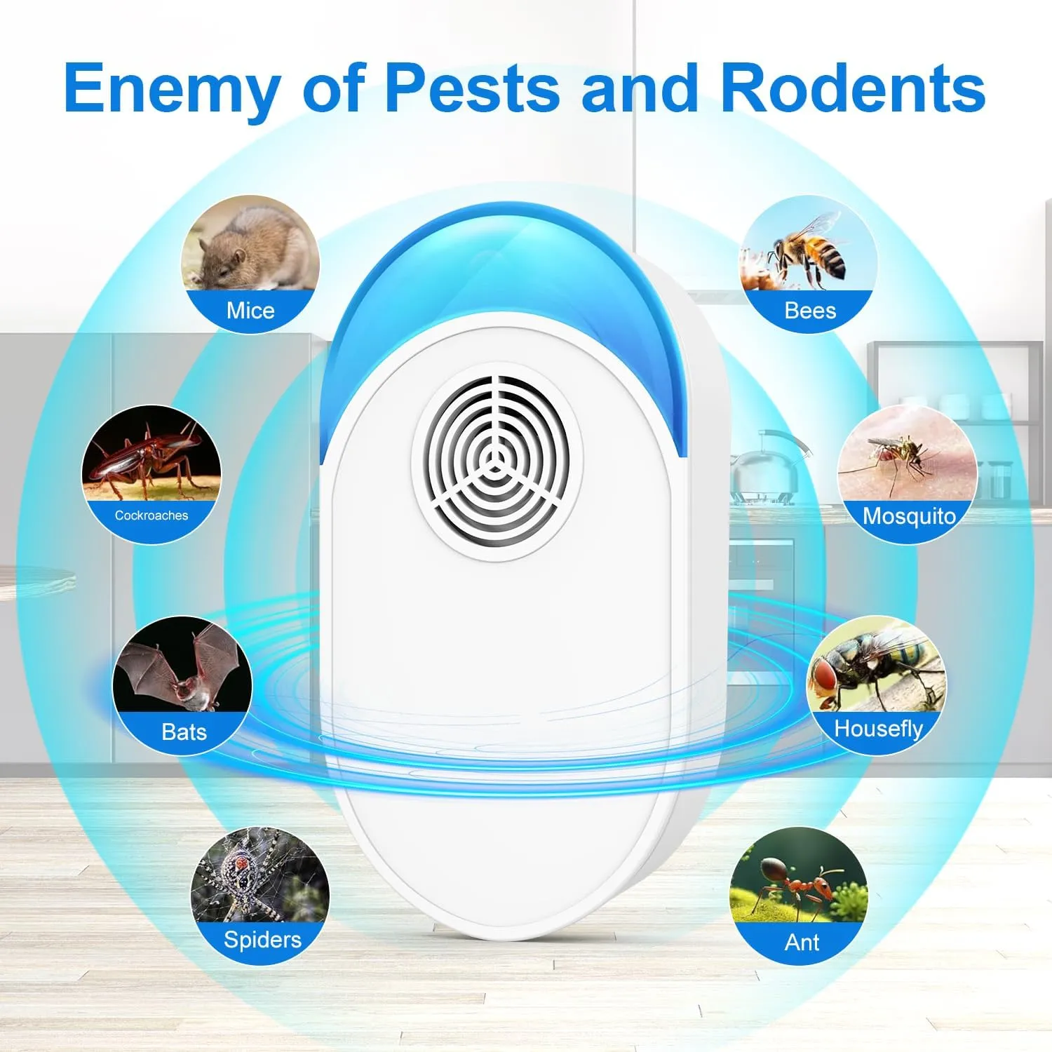 2025 Upgraded Ultrasonic Repeller 6 Packs, Indoor Ultrasonic Repellent for Roach, Rodent, Mouse, Bugs, Ant, Mosquito, Mice, Spider, Electronic Plug in Pest Control
