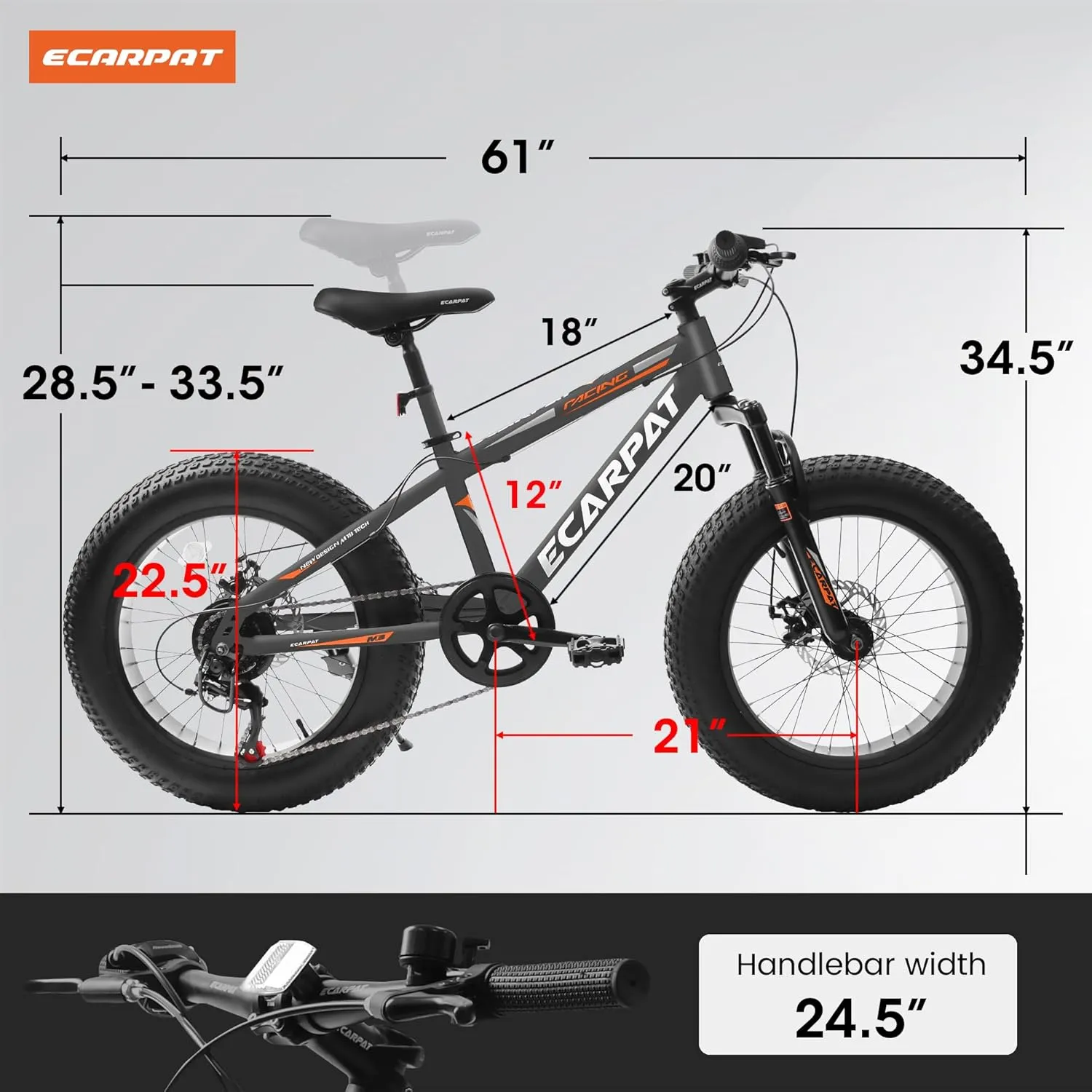20x4 inch Fat Tires Kids Mountain Bike for Boys Girls 8-15 Years Old, 7-Speed Mountain Bicycles with Front Suspension, Boys Girls Commuter Bikes to School, Multi Colors, Birthday Gift Choice