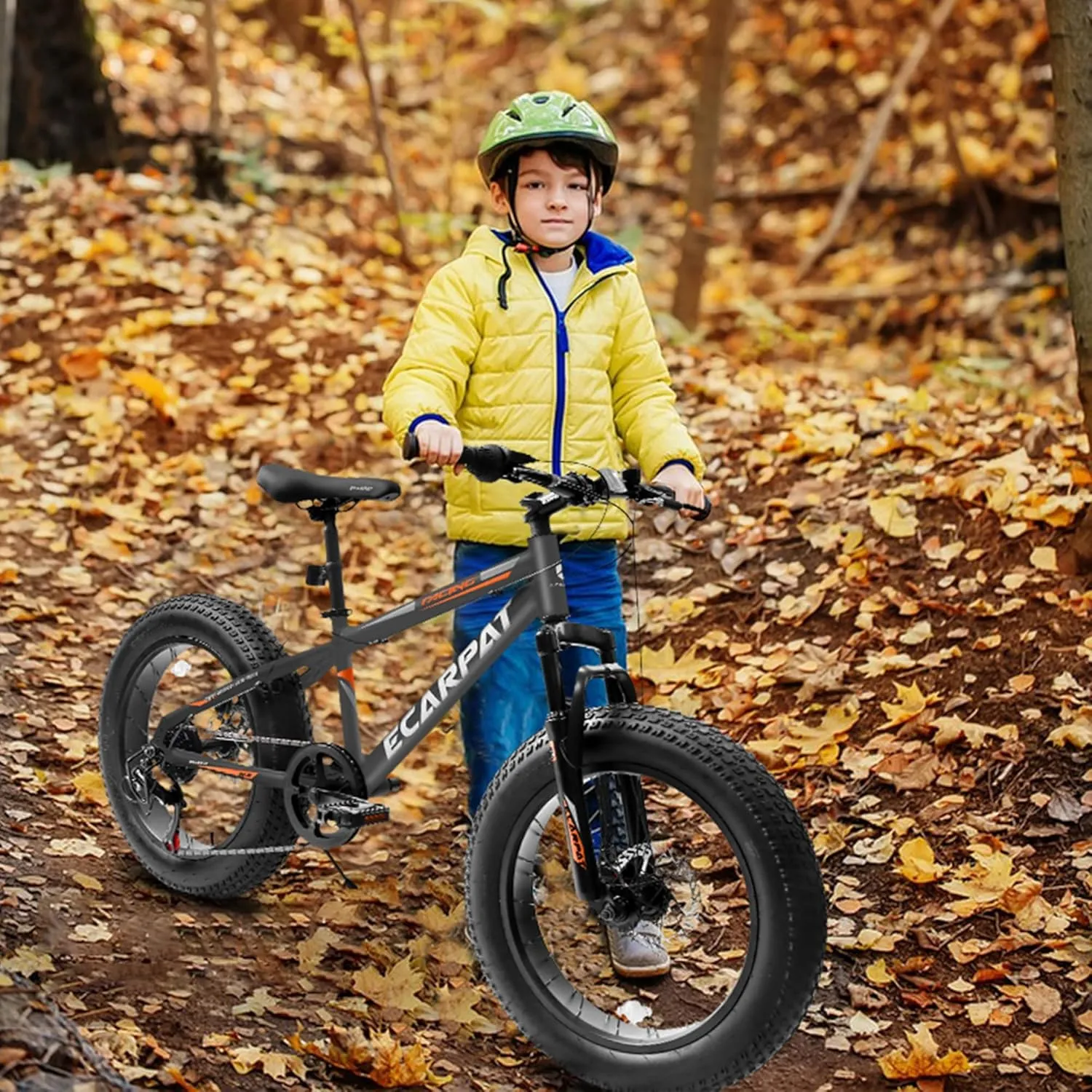 20x4 inch Fat Tires Kids Mountain Bike for Boys Girls 8-15 Years Old, 7-Speed Mountain Bicycles with Front Suspension, Boys Girls Commuter Bikes to School, Multi Colors, Birthday Gift Choice