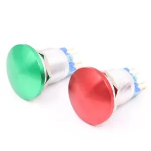 22mm Metal Aluminum Switch Push Button Mushroom Emergency Stop Push Button Waterproof Switch Momentary 1No 1Nc 22Mg/L.F.C - (Color: Green; Size: Momentary)