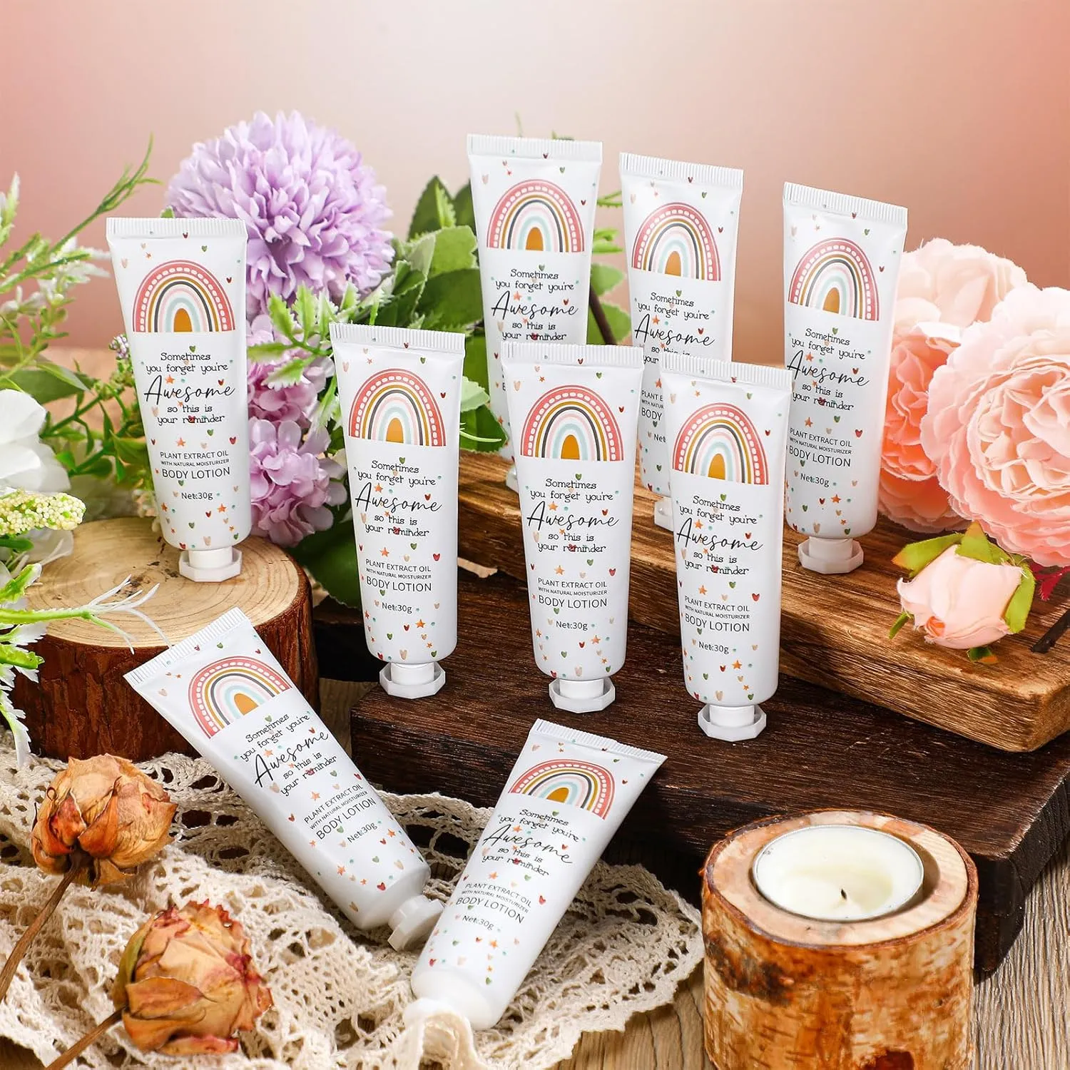 24 Pcs Cna Week Gifts Bulk Back to School Teacher Appreciation Gifts Boho Rainbow Body Lotion First Day of School Travel Size Cream Moisturizing Body Lotion for Thank You Teacher Nurse