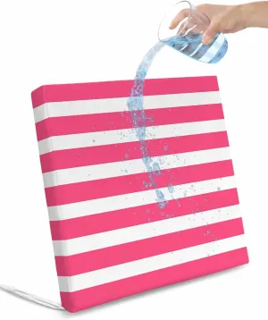 2PCS Patio Outdoor Cushion Covers Modern White Pink Lines Sofa Couch Seat Chair Slipcovers for Garden, Abstract Classic Stripes Waterproof Cushion Cover Replacement Furniture Protector