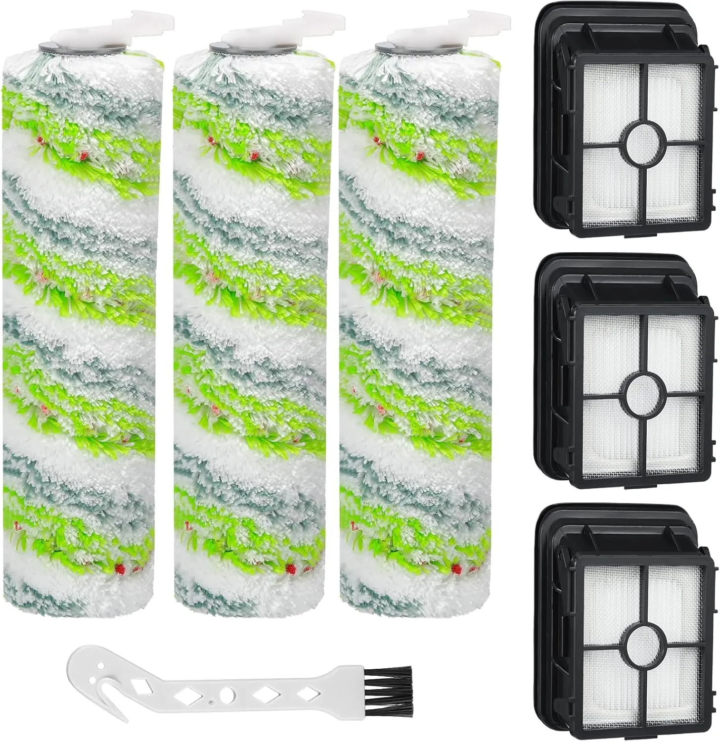 3 Pack Multi-Surface Pet Brush Rolls 2788 and Vacuum Filters 1866 Compatible with Bissell CrossWave Max 2554 2554A 2590 2593 2596, HydroSteam 35151 3515 35152 3513 3518 Vacuums, Part 1618641, 1608684